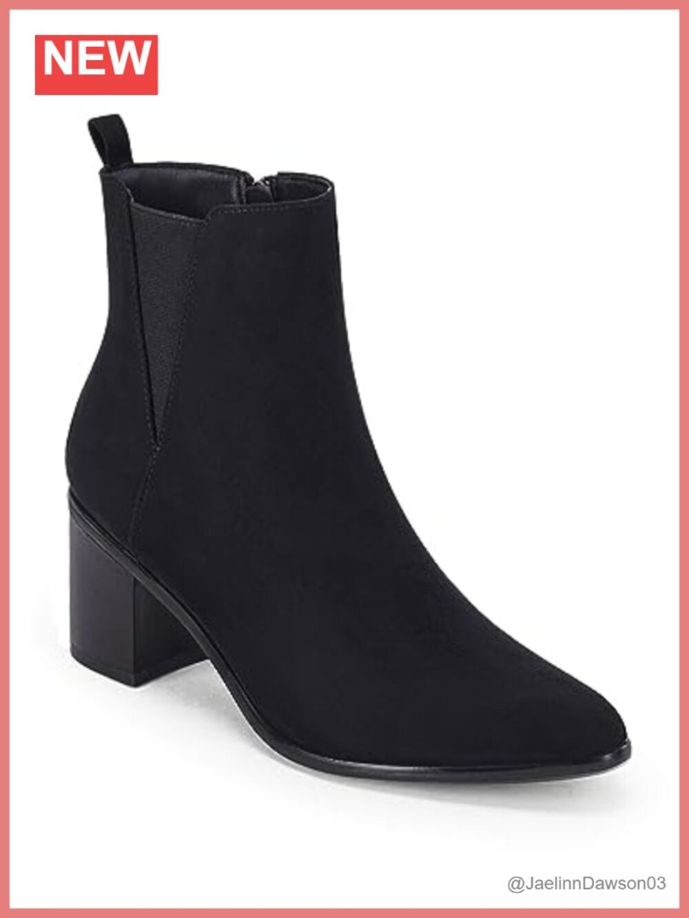 Women's Pointed Toe Chunky Heeled Ankle Booties Suedette Chelsea
